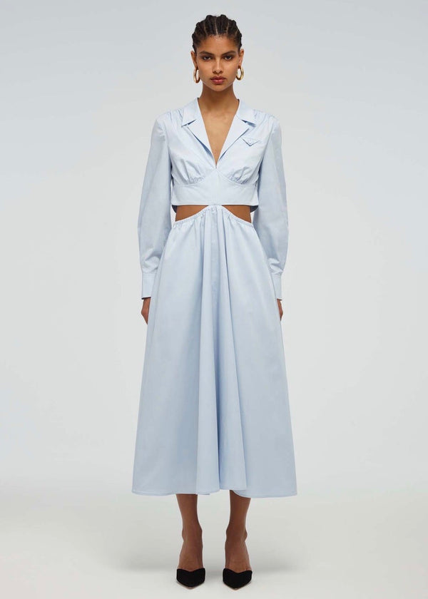 Blue Cotton Cut-Out Dress (Light Blue)