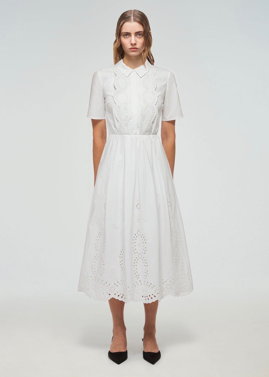 Cotton Broderie Midi Dress (white) - Milk Boutique Cotton Broderie Midi Dress (white) - Milk Boutique