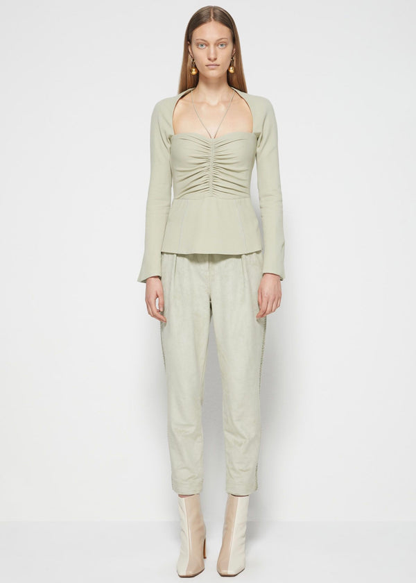 Kennedy Ruched Front Halter Top (Thyme)